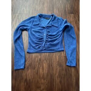 Pretty Little Thing womens 6 blue crop sweater